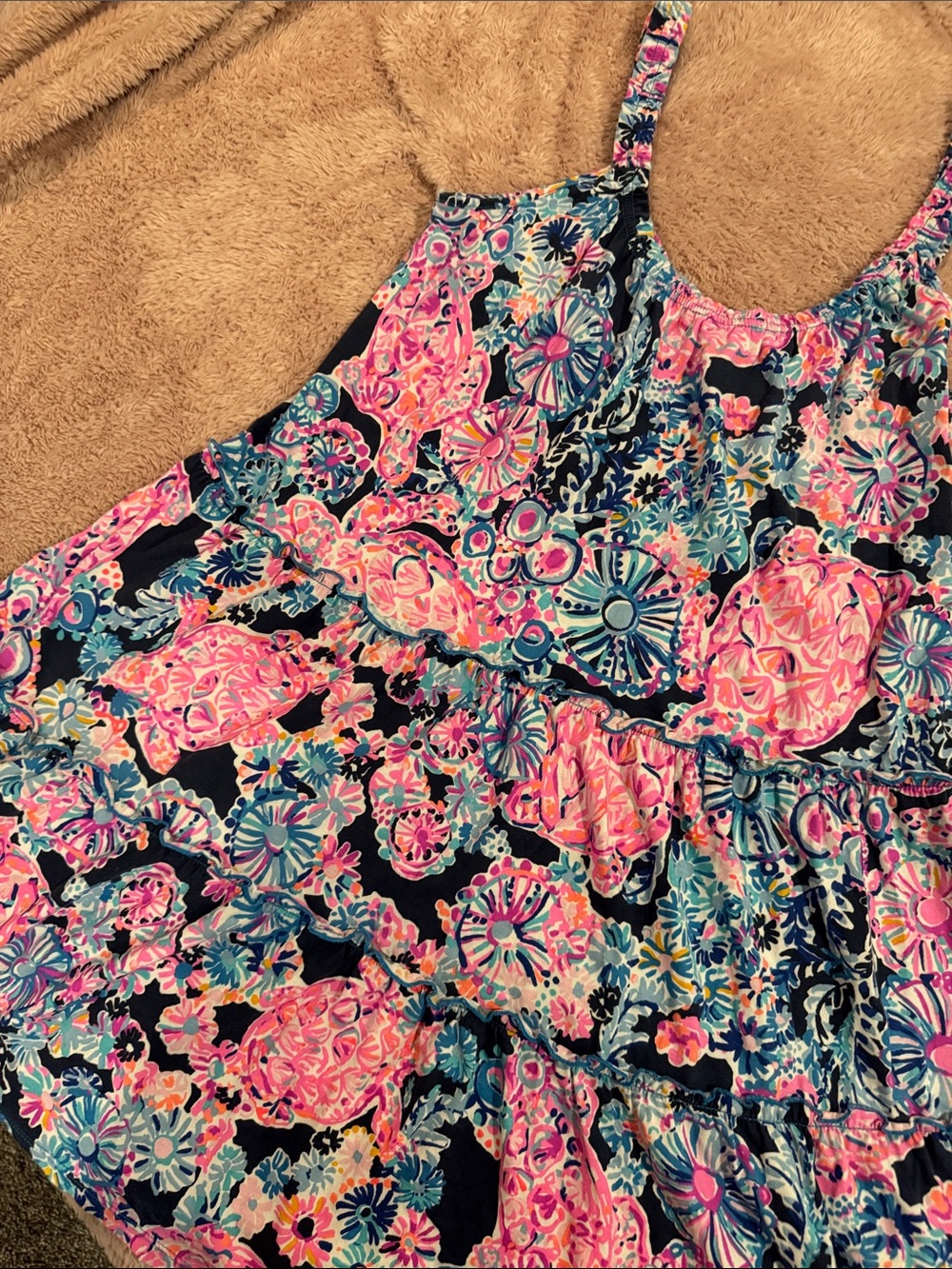 Lilly Pulitzer Floral Tank Dress in Navy, Pink, Teal